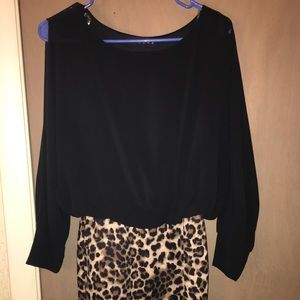 Leopard print dress w/ black top